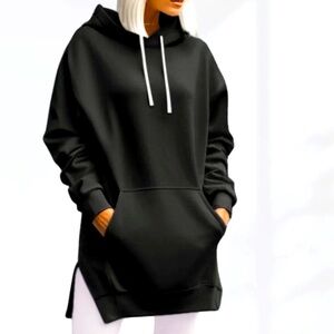 WARMY Plus Size OVERSIZED HOODIE DRESS. Size 2XL 18-20. Black. NWT